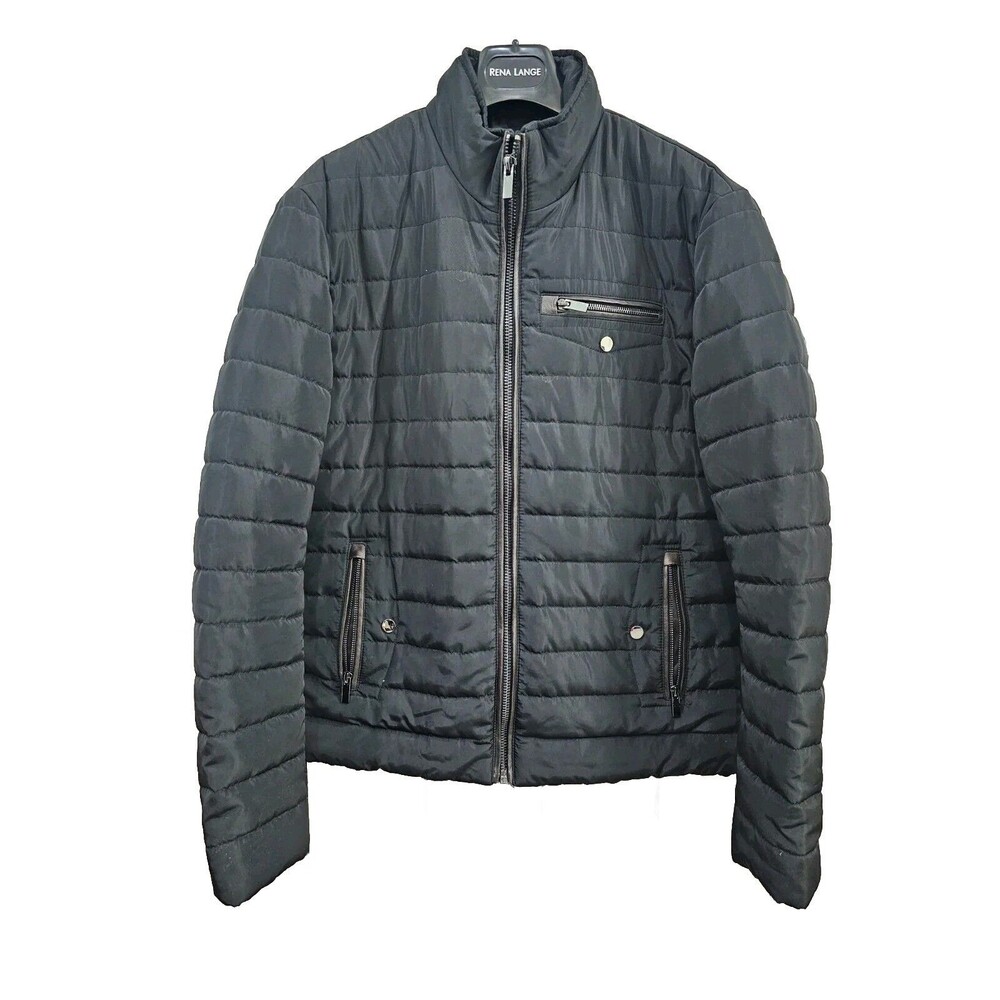 Williams & Kent M Leather Trimmed Puffer Jacket Coat Zip‎ Up Winter Quilted EUC